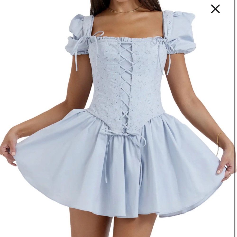 House of CB Broderie Anglaise Corset Bodice Mini dress
Size Medium